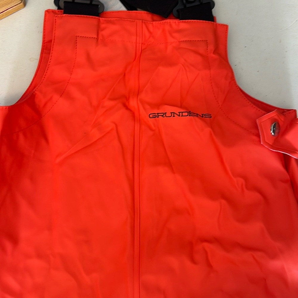 Grundens Kids Orange Bib Overalls with Black Straps / Fishing or coastal gear